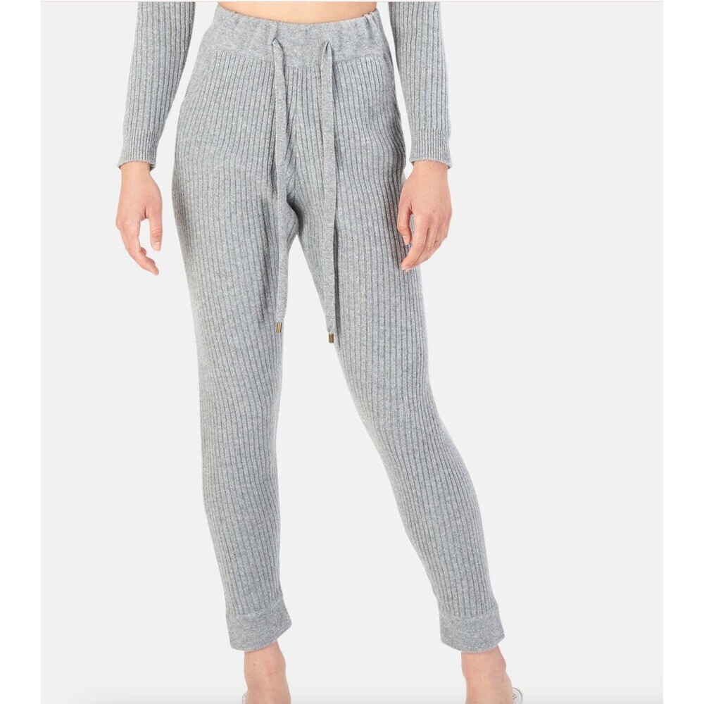 The Title Club Florence Ribbed Cashmere Pants in Gray Size Medium Joggers